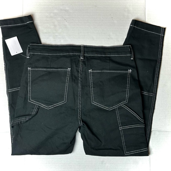 Nordstrom PTCL Carpenter Pants Women XL Relaxed Fit Hammer Loop Cotton Black NWT - Picture 5 of 7